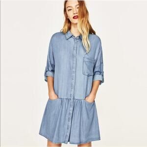 Zara denim utility dress relaxed fit sz S heritage gorpcore Y2K western grandpa